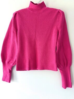 Bar III Hot Pink Ribbed Mock Neck Sweater